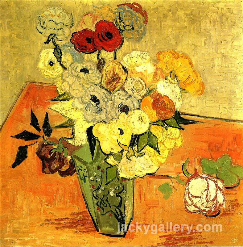 Japanese Vase with Roses and Anemones, Van Gogh painting